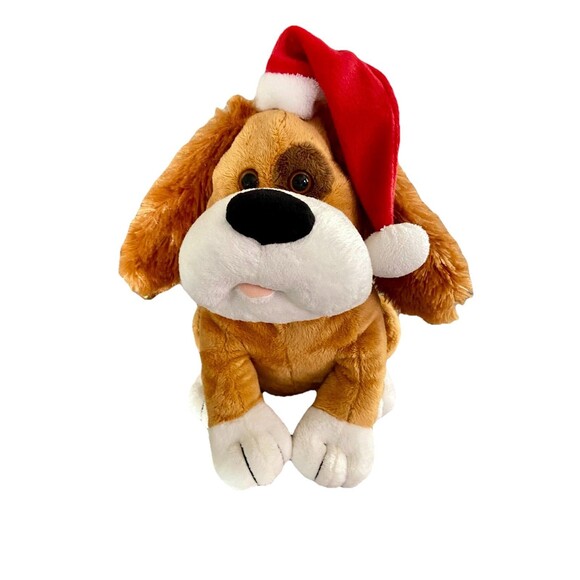 Singing Animated Christmas Hound Dog Vtg 80s Battery Operated Plush Works - Picture 1 of 14